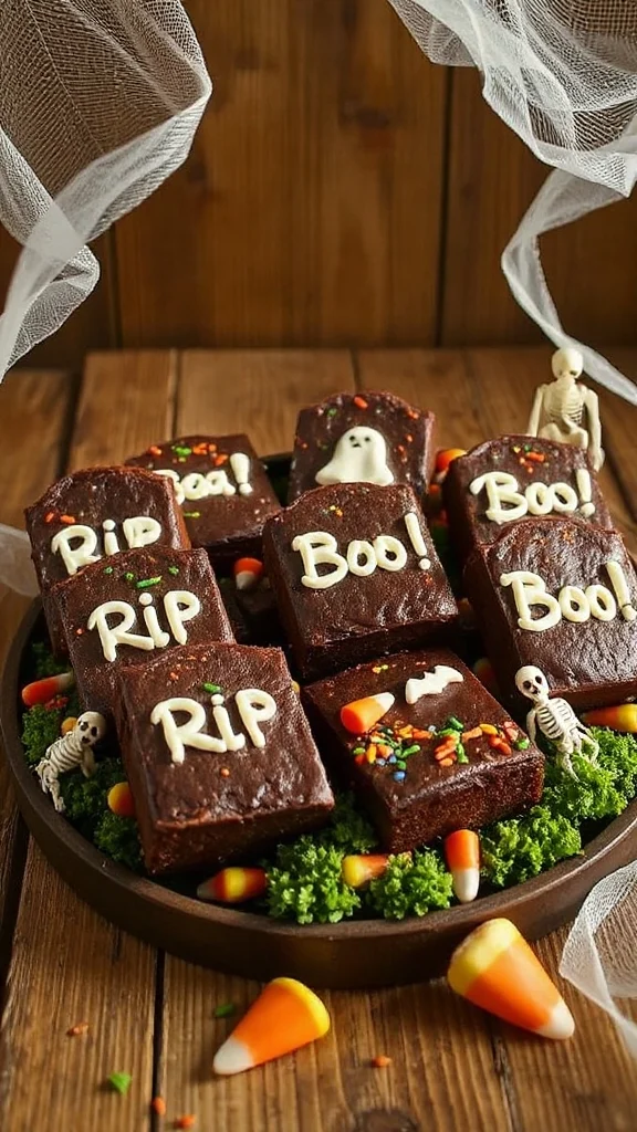 spooky halloween brownie dessert