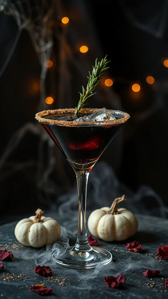 spooky black cocktail creation