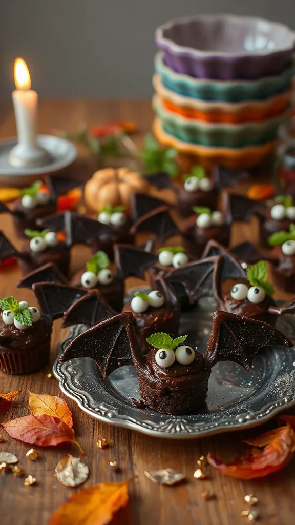 bat shaped brownie halloween treats