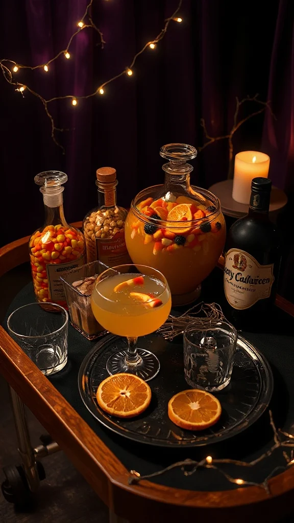 creepy candy corn cocktail