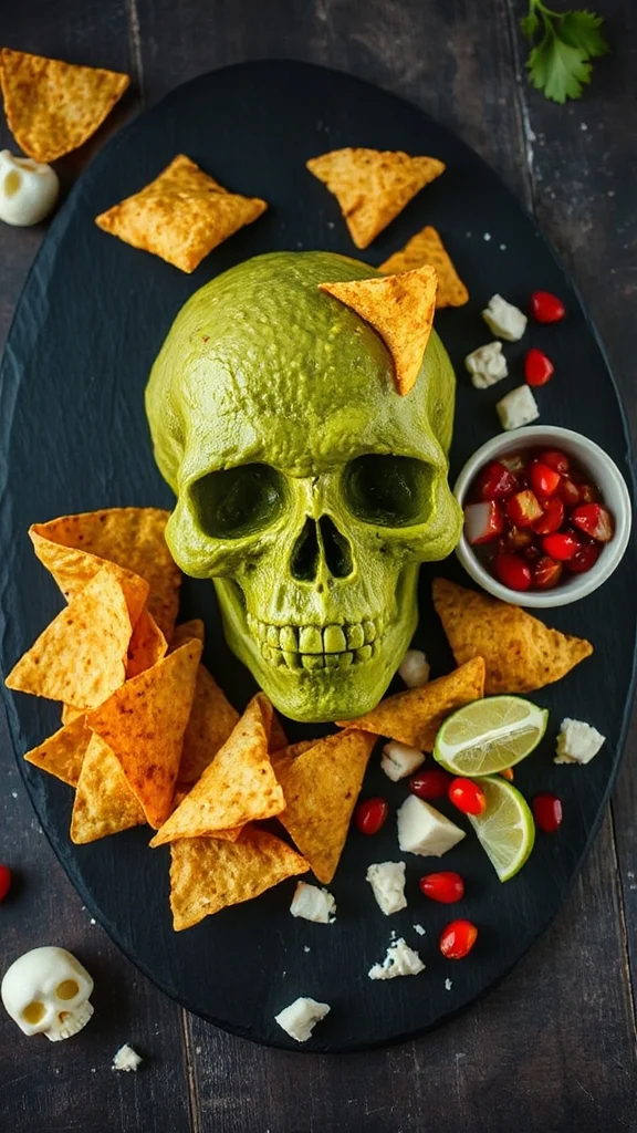 spooky skull guacamole delight