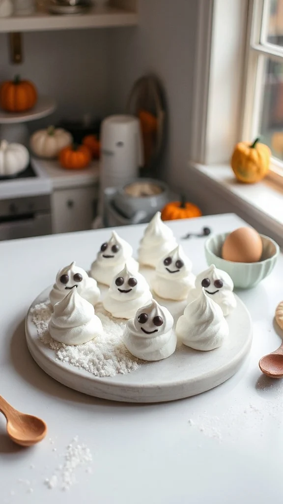 ghostly halloween meringue cookies