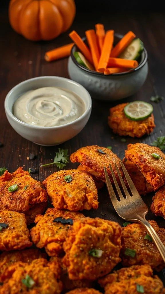 spooky vegan sweet potato fritters