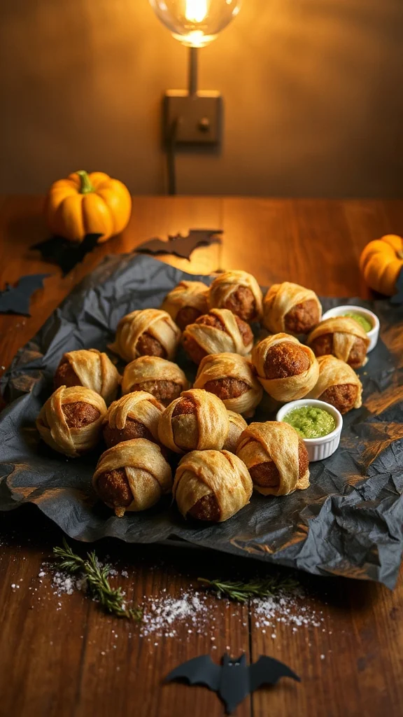 spooky halloween mummy meatballs