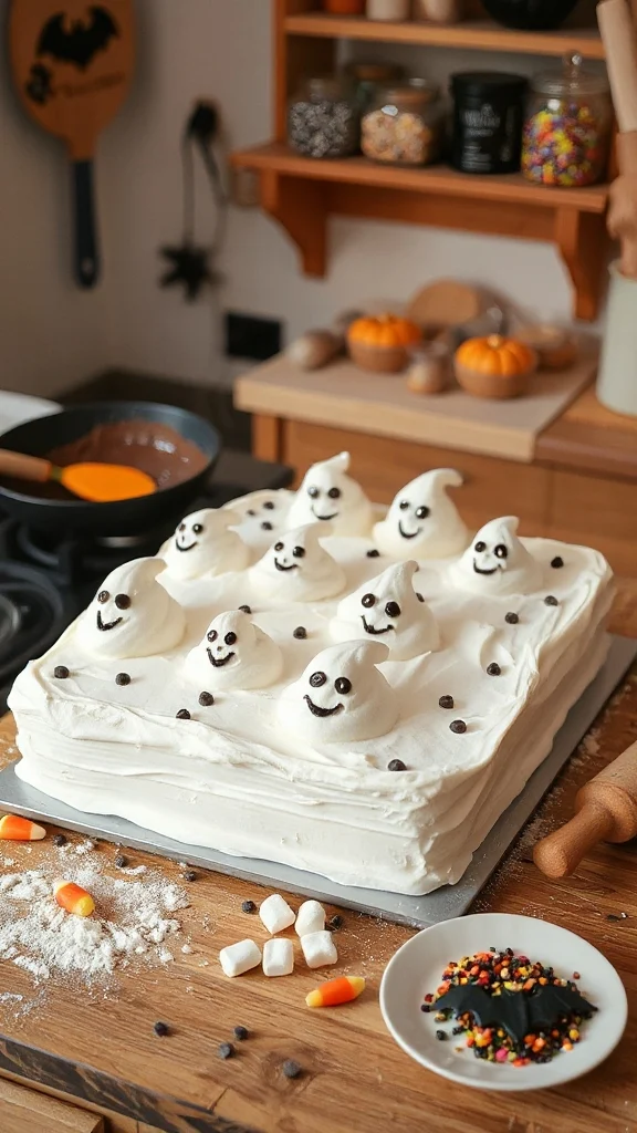 ghostly faces with whipped cream