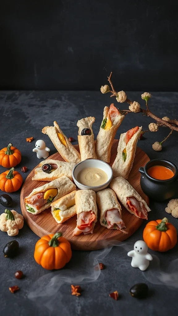 creepy halloween finger sandwiches