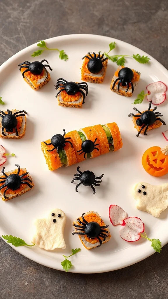 spooky themed sushi rolls