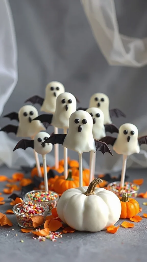 ghostly decorated cake pops