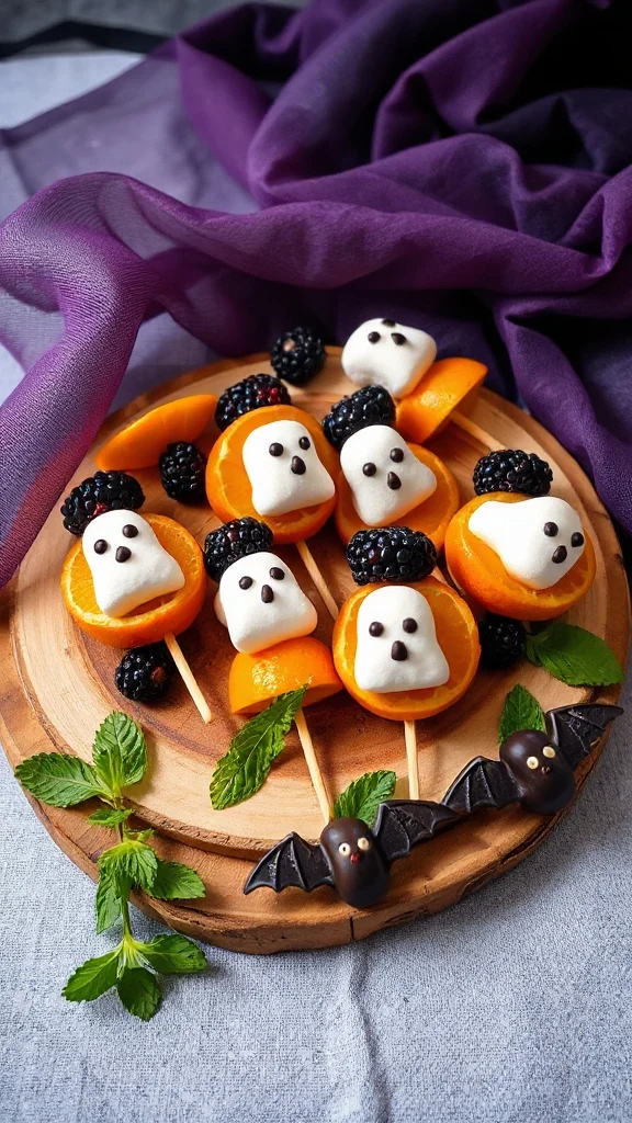 spooky festive fruit skewers
