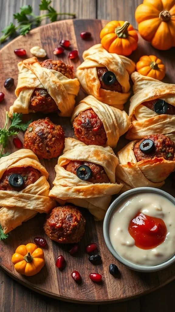 spooky halloween mummy meatballs