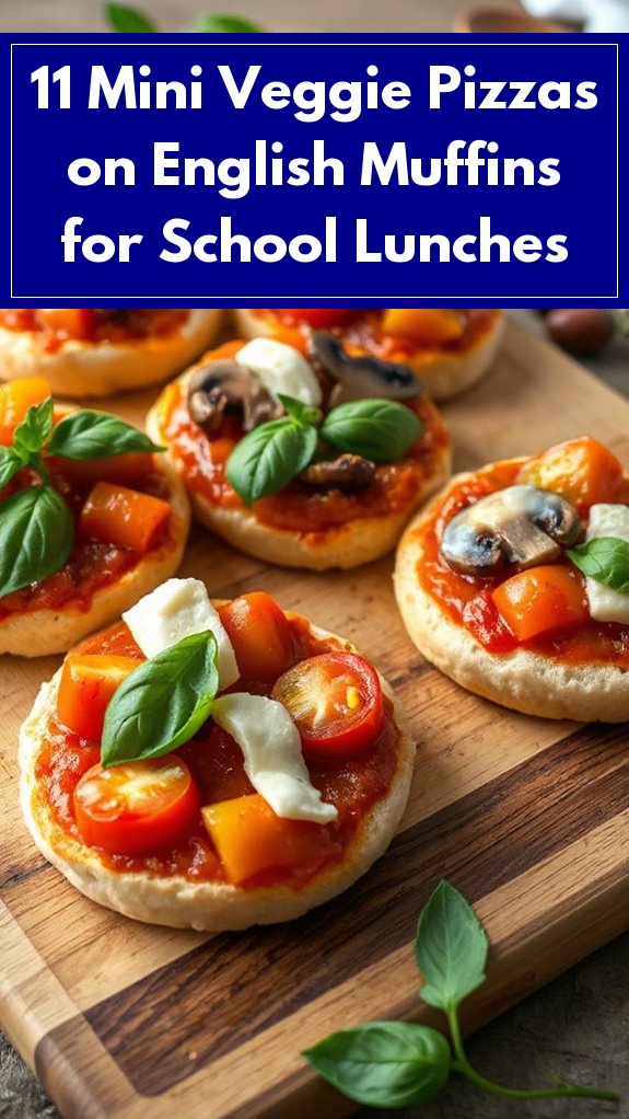 11 Mini Veggie Pizzas on English Muffins for School Lunches