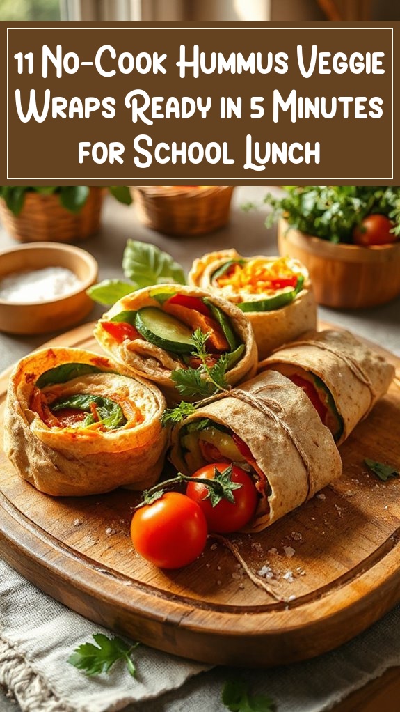 11 No-Cook Hummus Veggie Wraps Ready in 5 Minutes for School Lunch