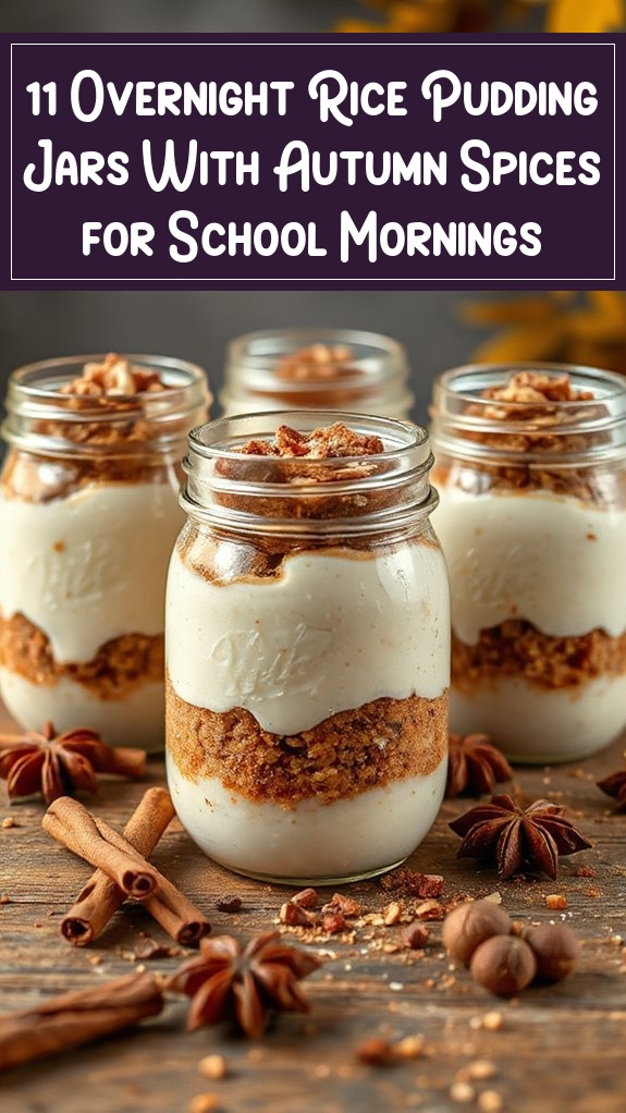 11 Overnight Rice Pudding Jars With Autumn Spices for School Mornings